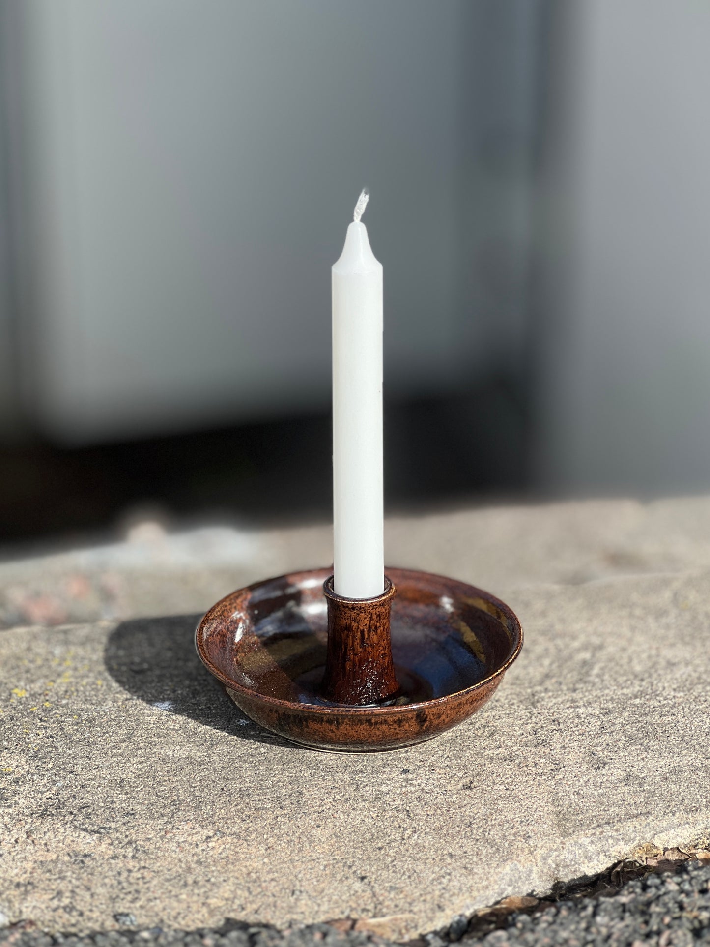 Ljusstake 14,5cm brun