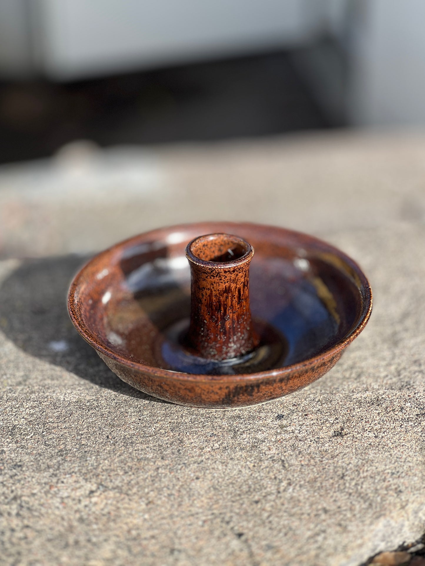 Ljusstake 14,5cm brun